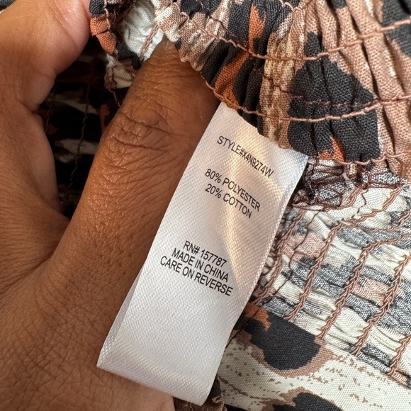 Jolie & Joy Women’s Plus Size Leopard Print Smocked Waist Blouse Top, Sz 3x - Picture 5 of 10